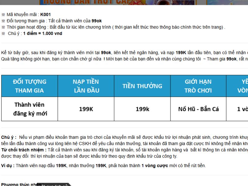 Giải đáp về khuyến mãi nạp tiền tại 99OK